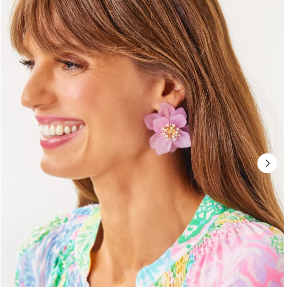 NEW Lilly Pulitzer Orchid Garden Earrings jewelry pink gold dust bag